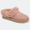 Journee Collection Women&apos;s Faux Fur Trim Whisp Slipper