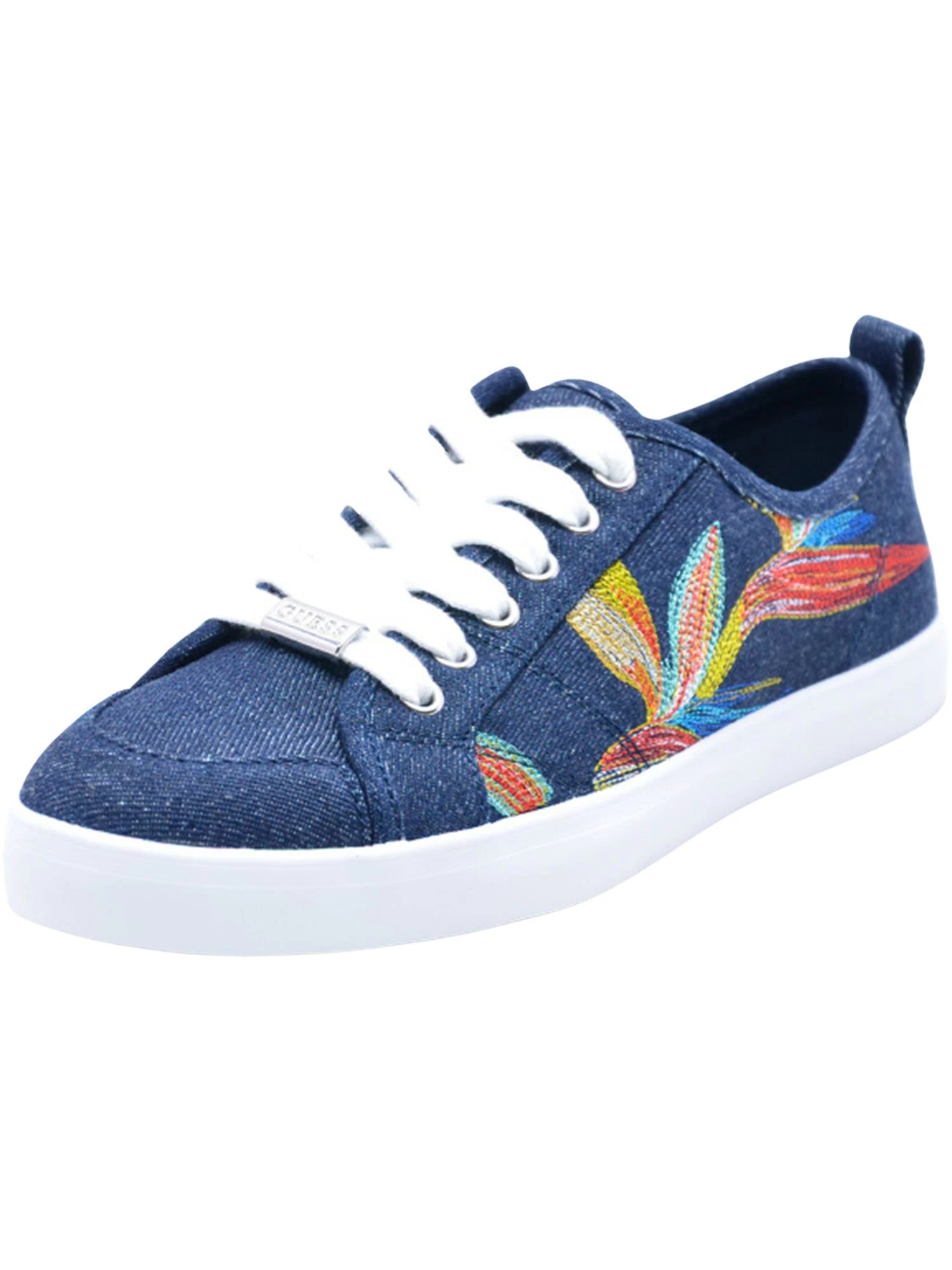 Guess Women's Denim With Floral Embroidery Goodlie Sneaker
