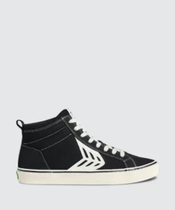 CARIUMA CATIBA High Stripe Black Suede And Canvas Contrast Thread Sneaker Women