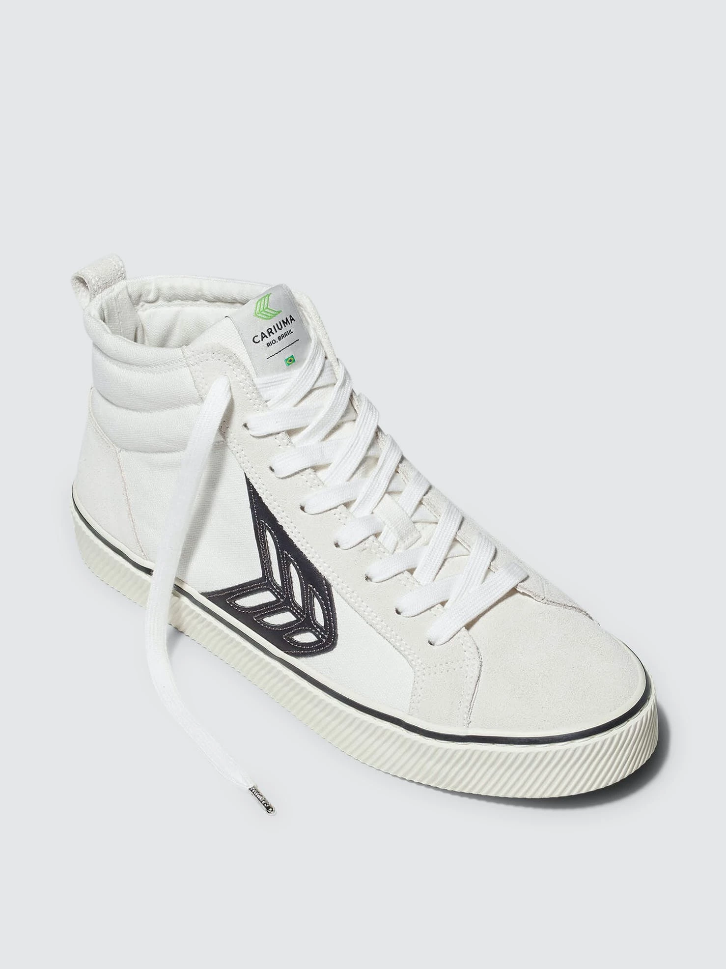 CARIUMA CATIBA High Stripe Off White Suede And Canvas Black Logo Sneaker Women - Image 9