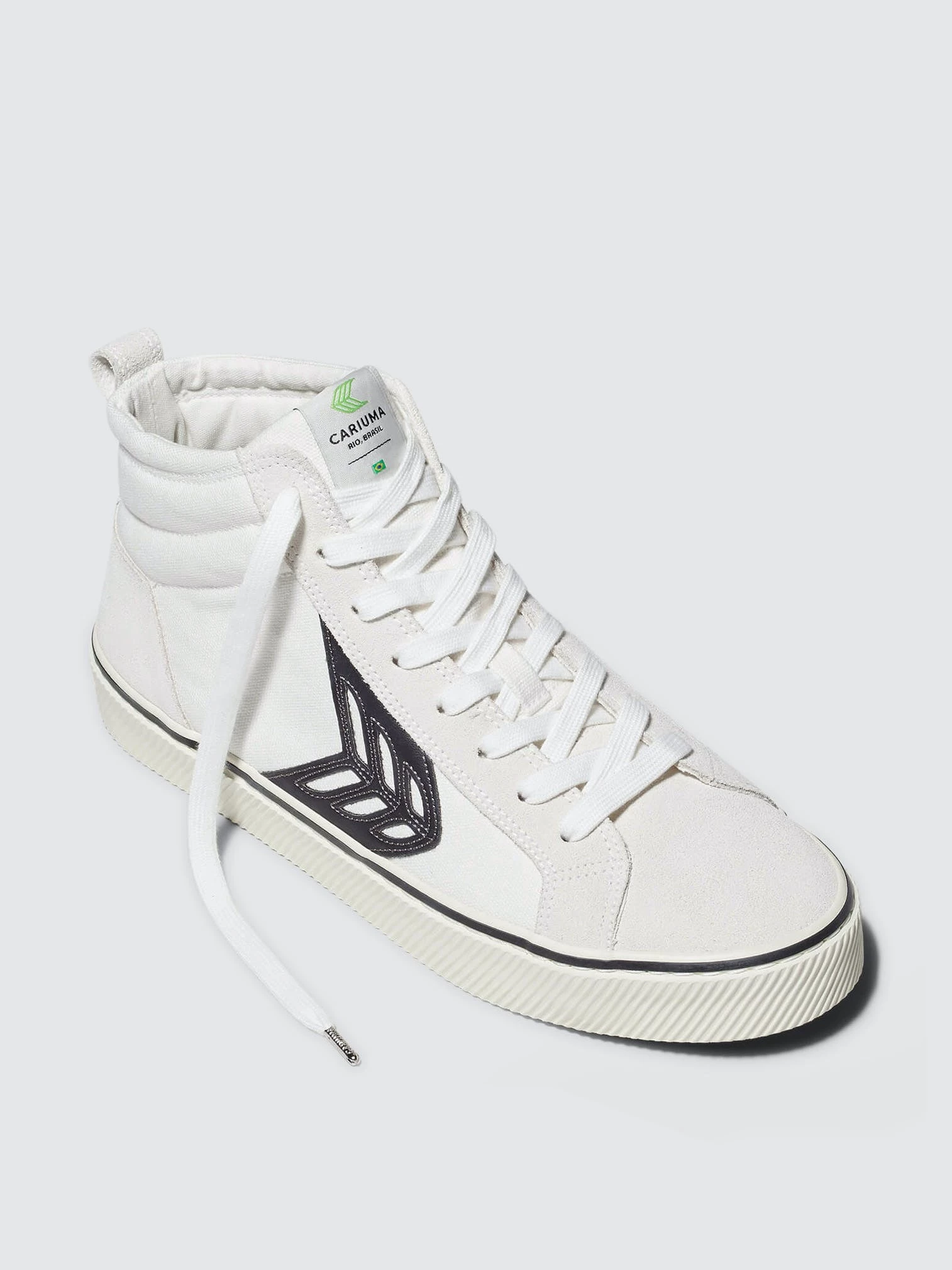 CARIUMA CATIBA High Stripe Off White Suede And Canvas Black Logo Sneaker Women - Image 5