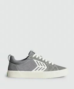 CARIUMA CATIBA PRO Skate Charcoal Grey Suede And Canvas Contrast Thread Ivory Logo Sneaker Women