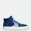 CARIUMA CATIBA PRO High Skate Mystery Blue Suede And Canvas Contrast Thread Ivory Logo Sneaker Women