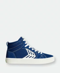 CARIUMA CATIBA PRO High Skate Mystery Blue Suede And Canvas Contrast Thread Ivory Logo Sneaker Women
