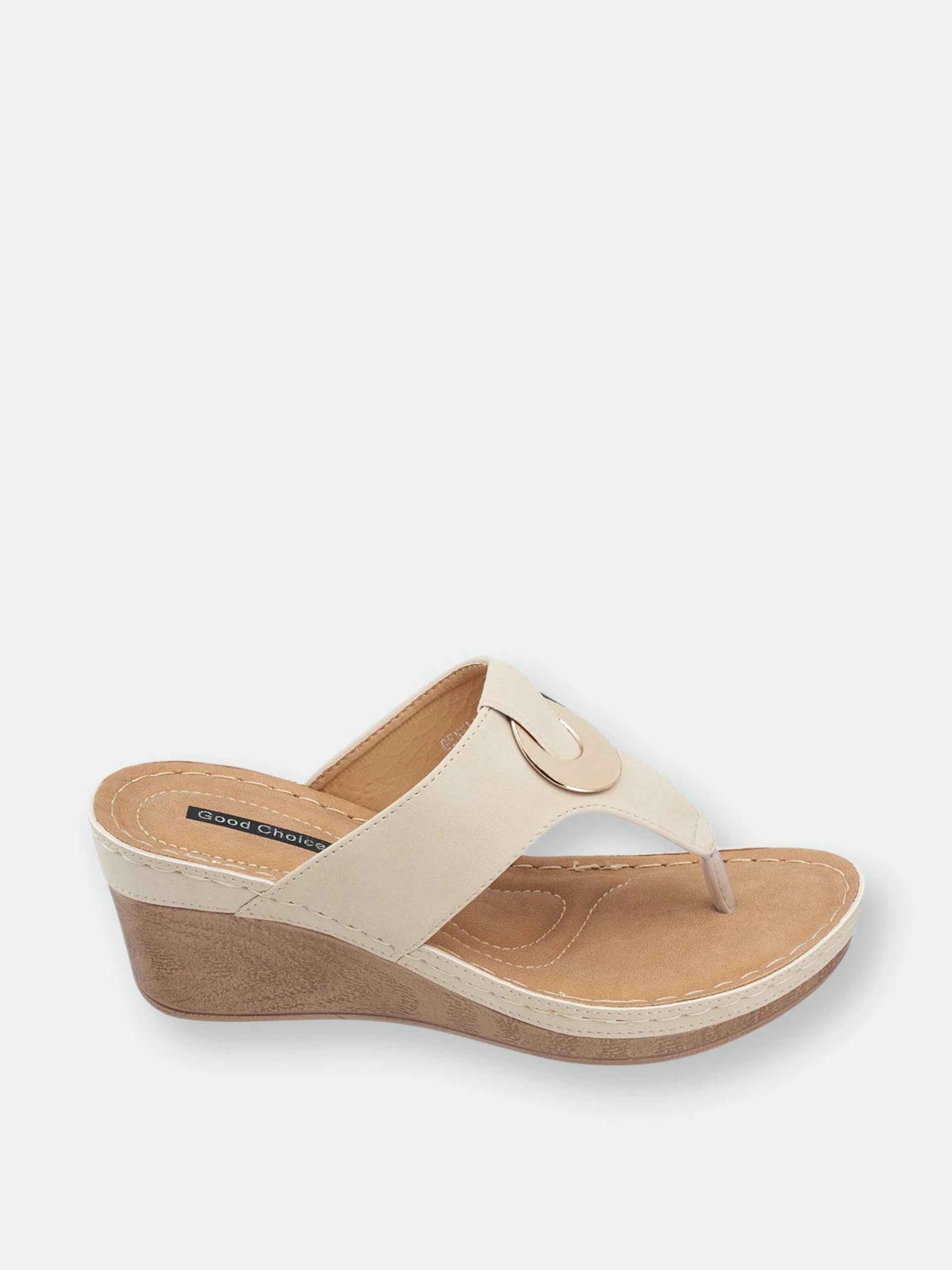 GC SHOES Enelle Natural Wedge Sandals - Image 2