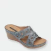 GC SHOES April Pewter Wedge Sandals