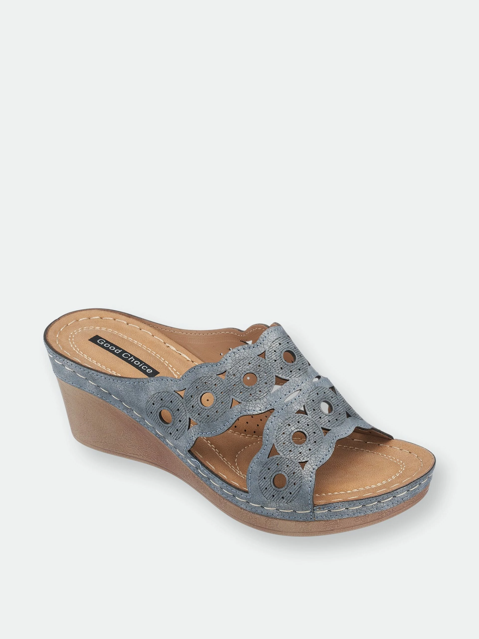 GC SHOES April Pewter Wedge Sandals