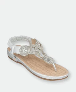GC SHOES Va Silver Flat Sandals