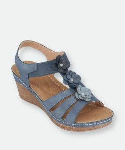 GC SHOES Beck Navy Wedge Sandals