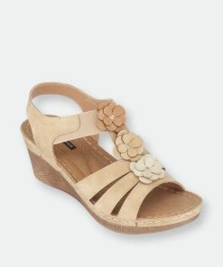 GC SHOES Beck Natural Wedge Sandals
