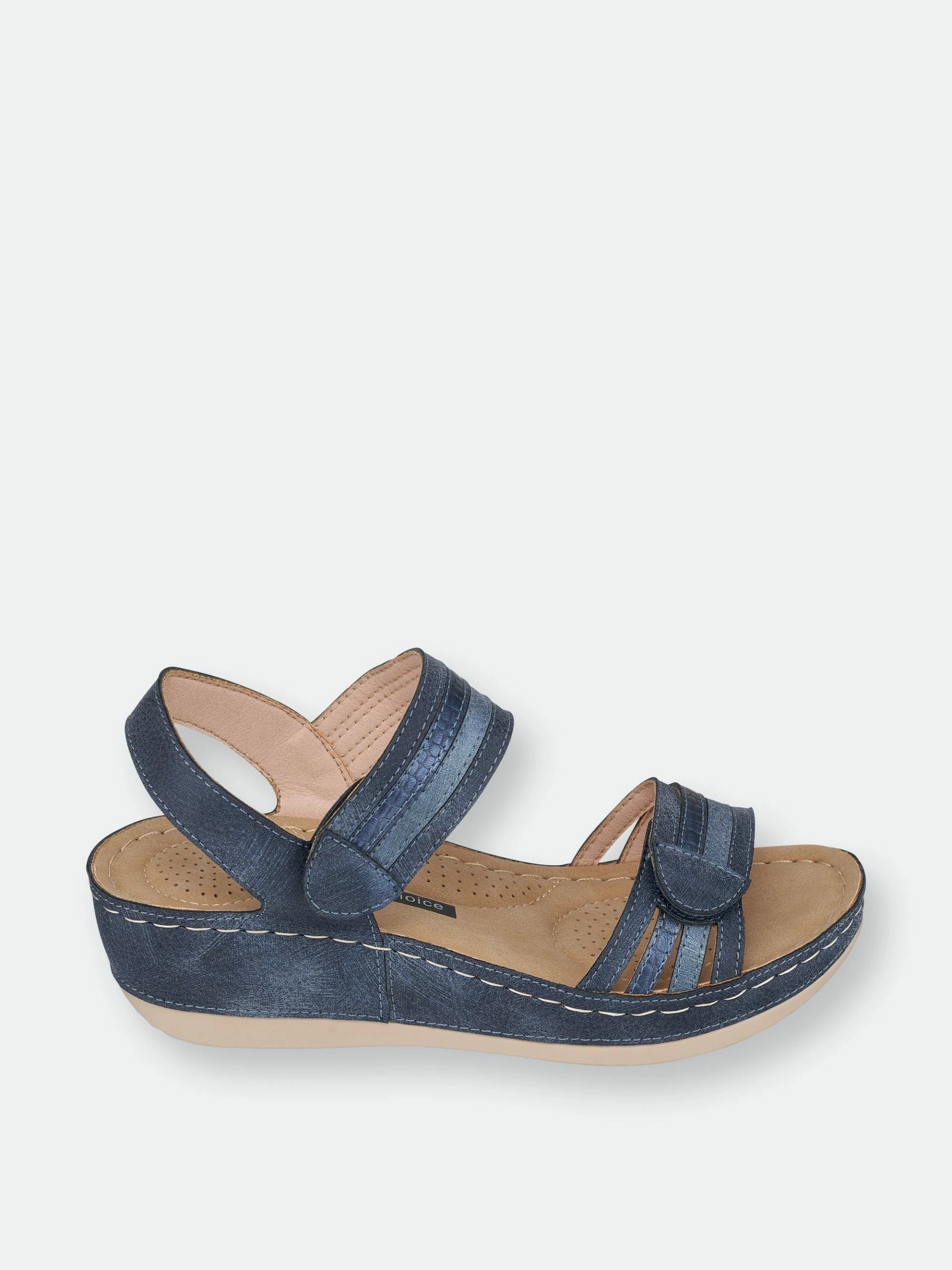 GC SHOES Amar Blue Wedge Sandals - Image 2