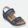 GC SHOES Amar Blue Wedge Sandals
