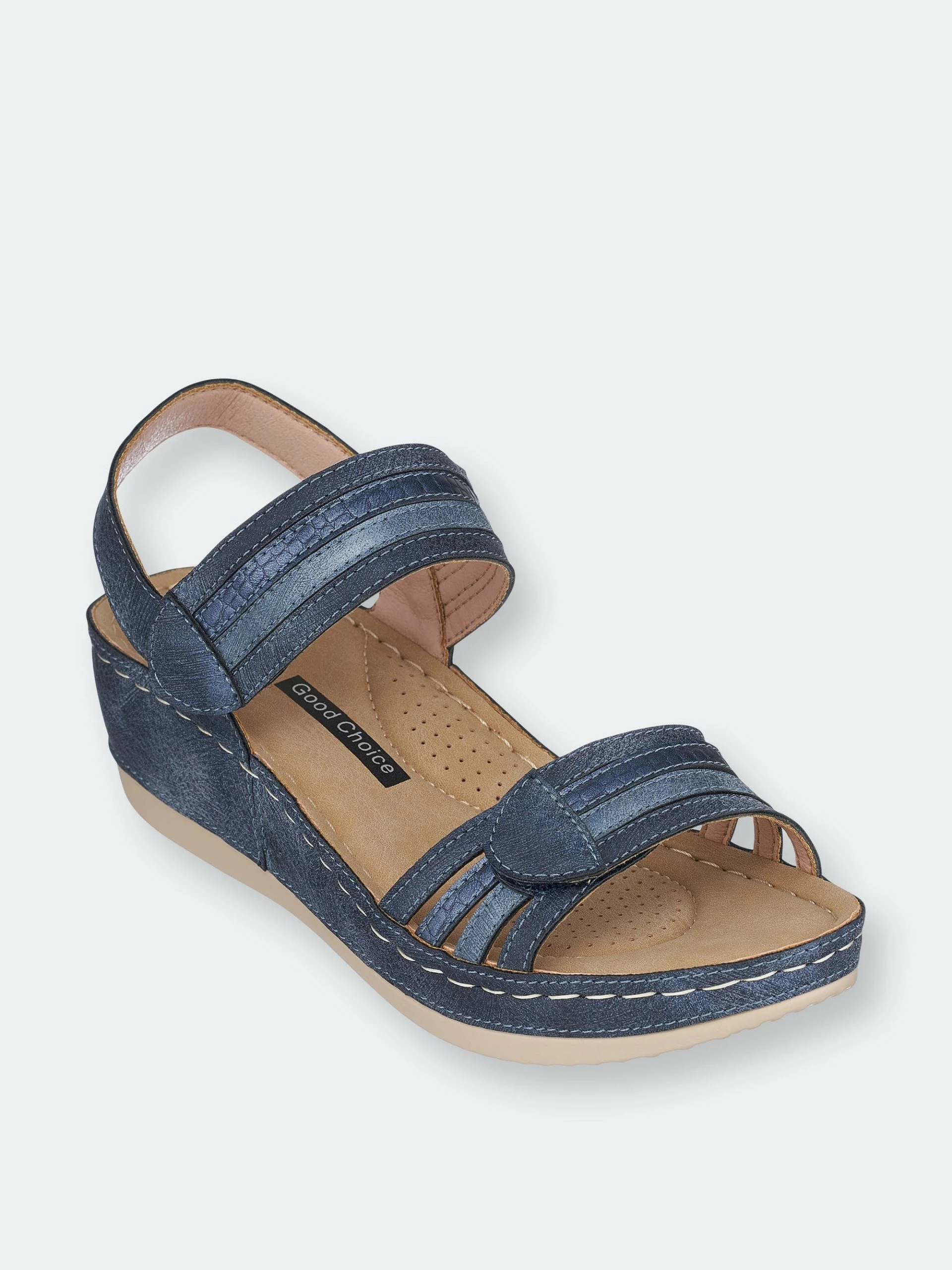 GC SHOES Amar Blue Wedge Sandals