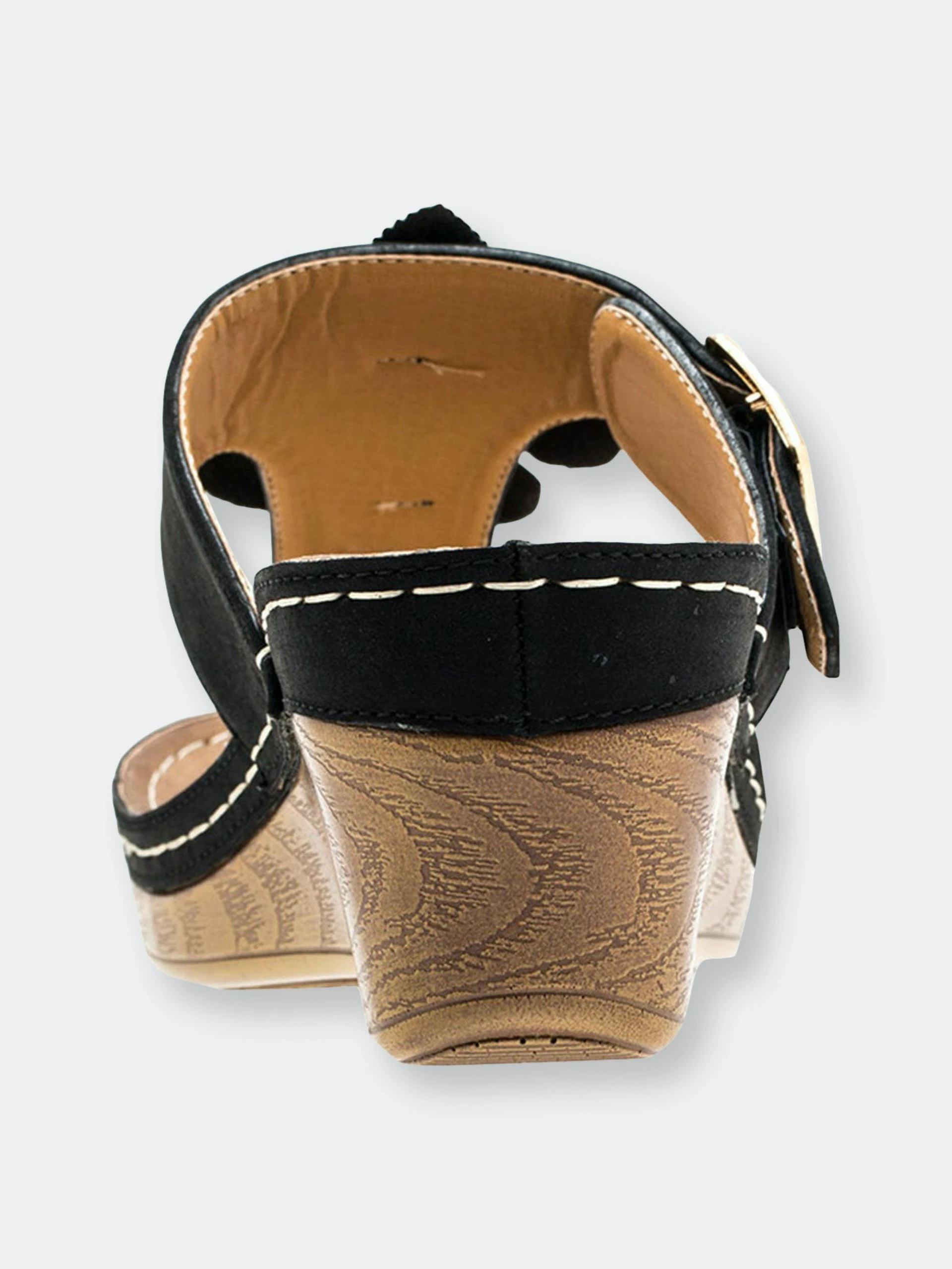 GC SHOES Flora Black Wedge Sandals - Image 3