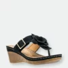 GC SHOES Flora Black Wedge Sandals