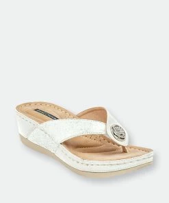 GC SHOES Dafni White Wedge Sandals