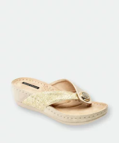 GC SHOES Dafni Gold Wedge Sandals