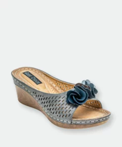 GC SHOES Juliet Pewter Wedge Sandals