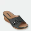 GC SHOES Bay Black Wedge Sandals