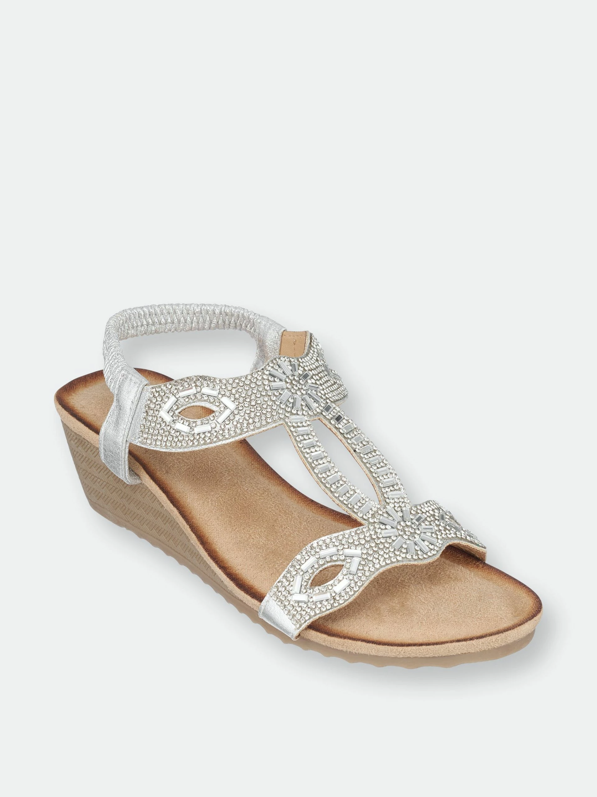GC SHOES Pelle Silver Wedge Sandals