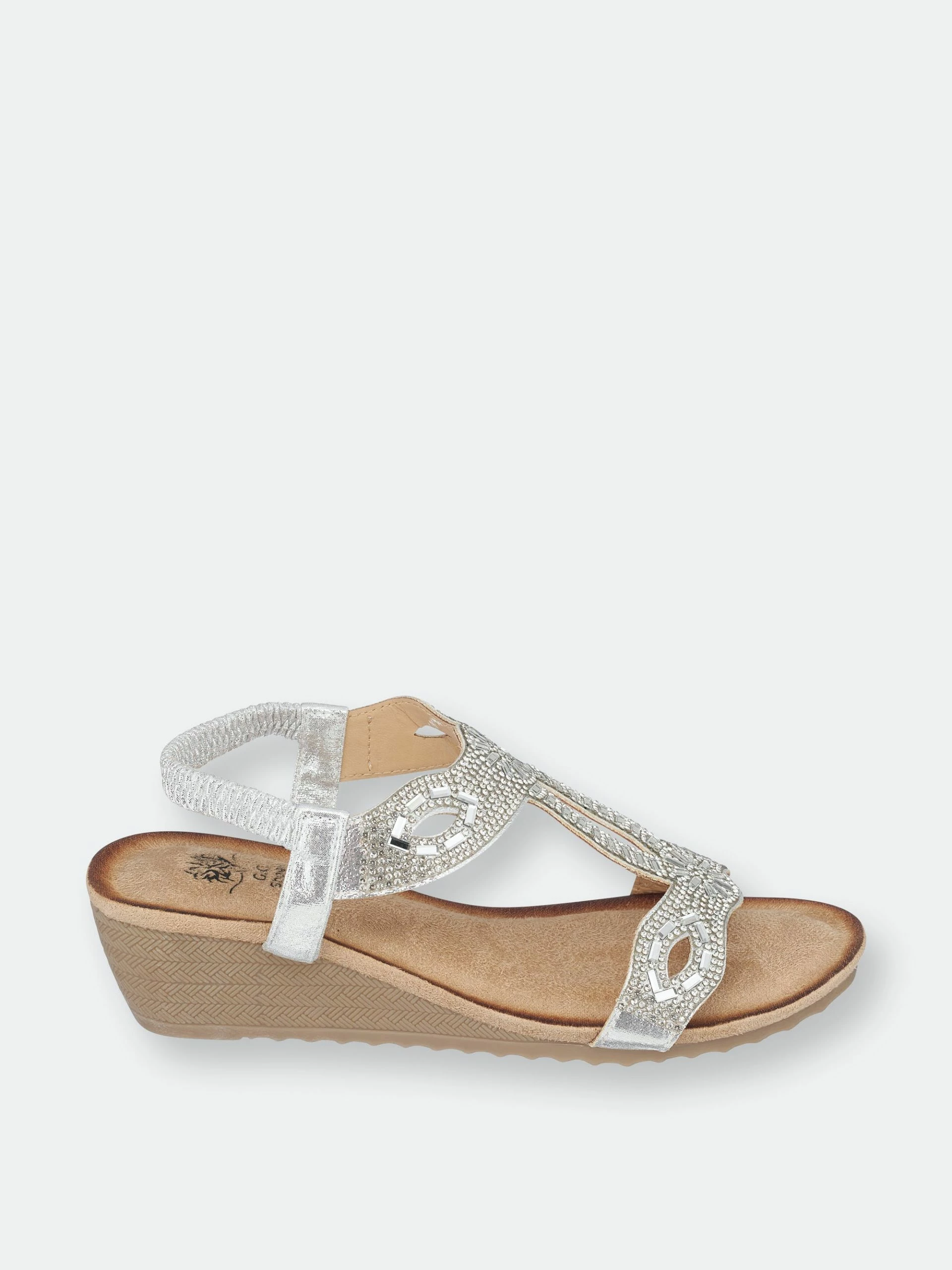 GC SHOES Pelle Silver Wedge Sandals - Image 2
