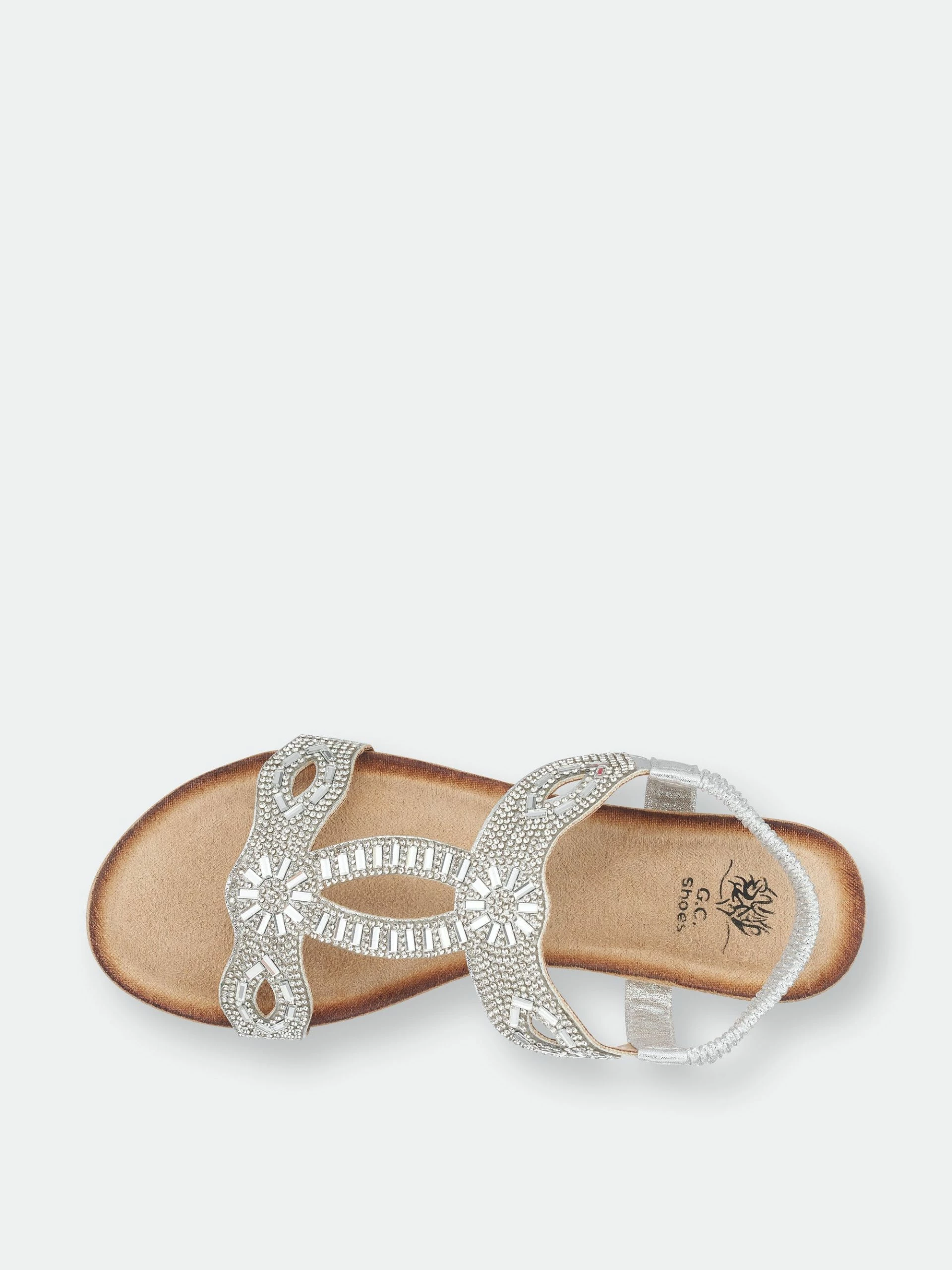 GC SHOES Pelle Silver Wedge Sandals - Image 4