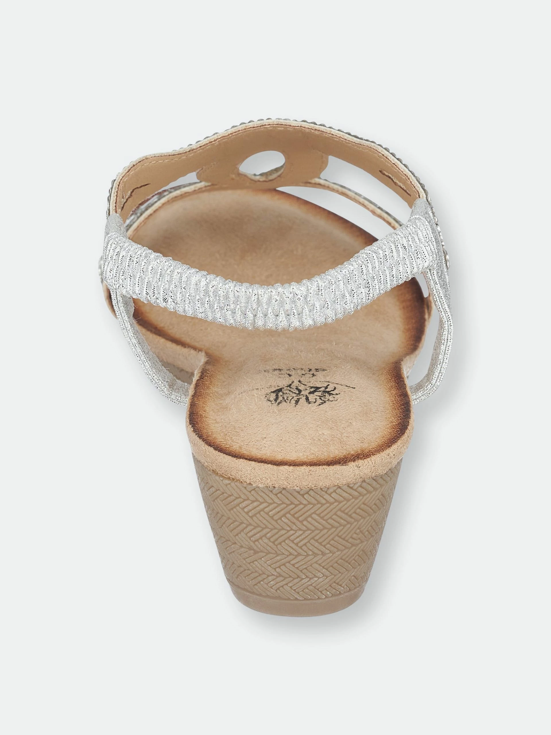 GC SHOES Pelle Silver Wedge Sandals - Image 3