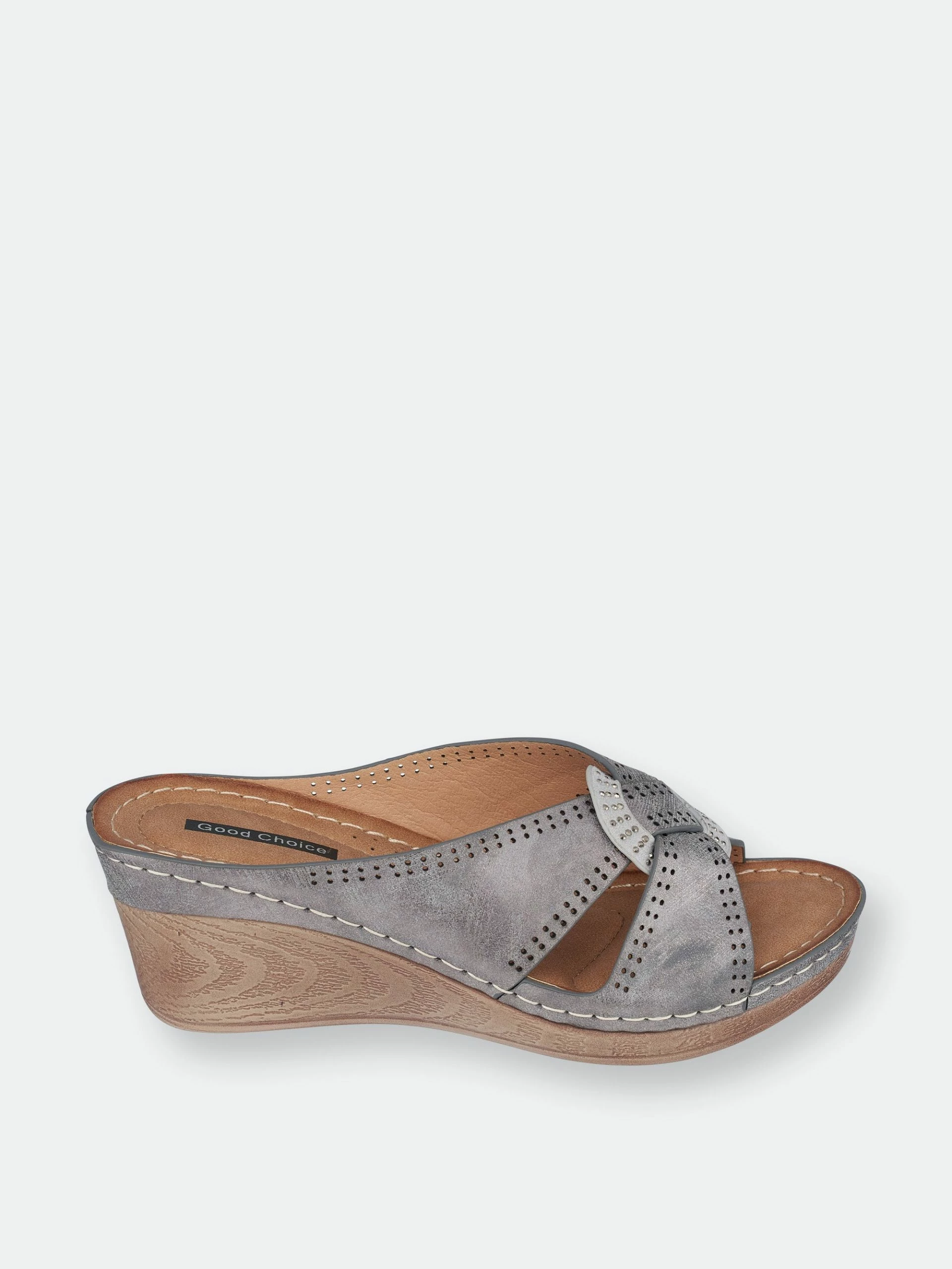 GC SHOES Isele Pewter Wedge Sandals - Image 2
