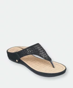 GC SHOES Jamm Black Flat Sandals