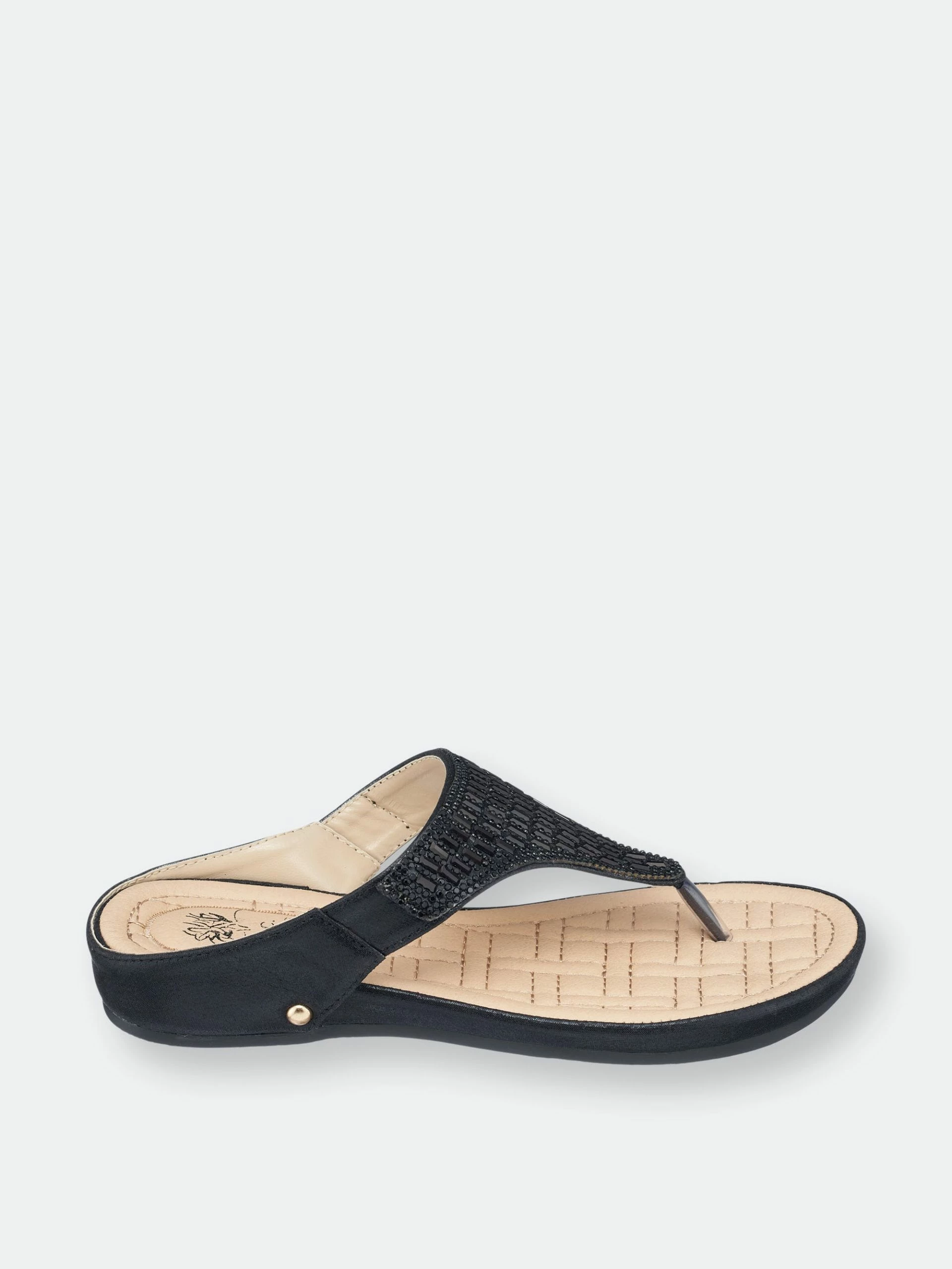 GC SHOES Jamm Black Flat Sandals - Image 2