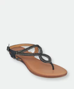 GC SHOES Elena Black Flat Sandals