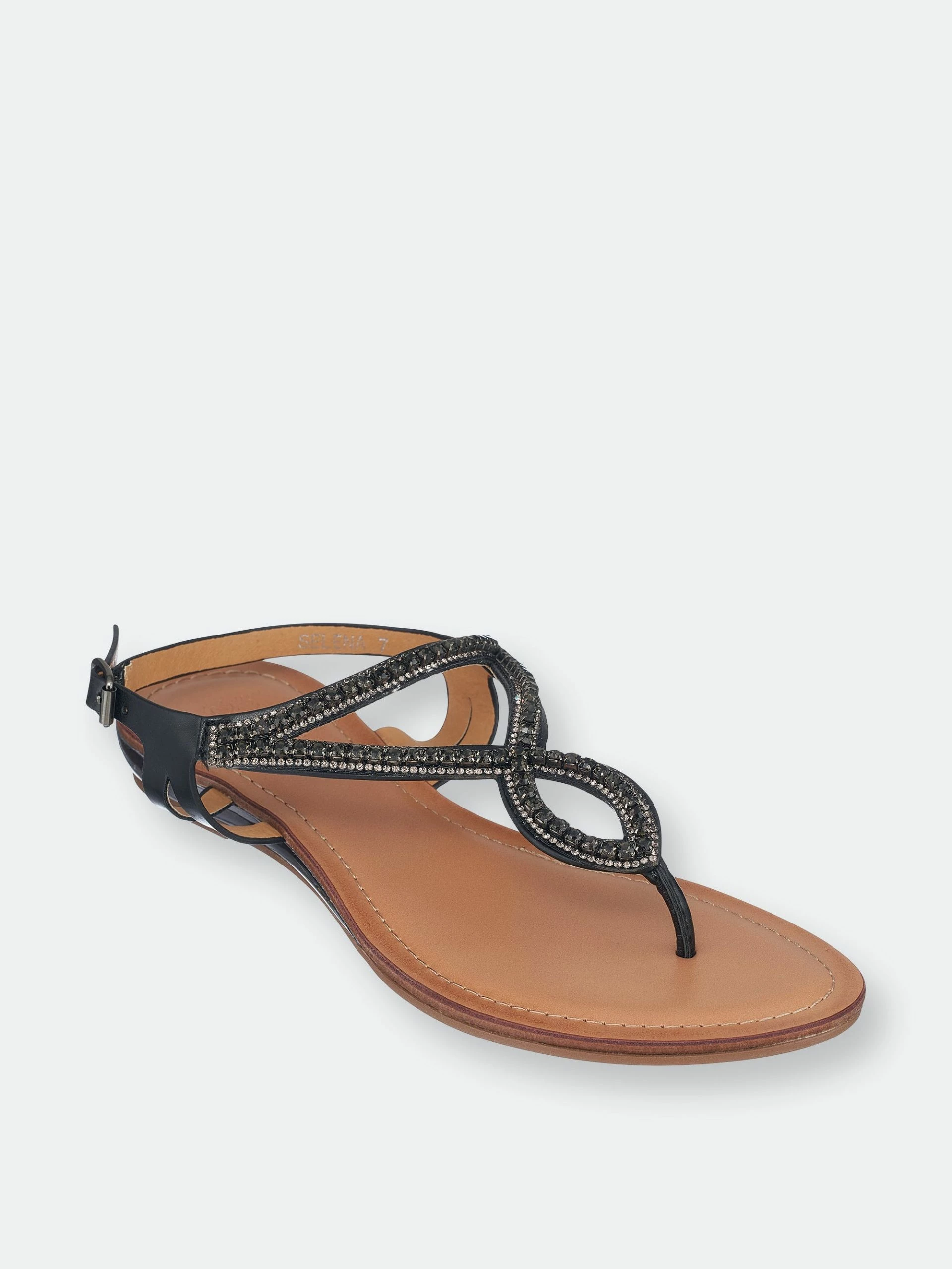 GC SHOES Elena Black Flat Sandals