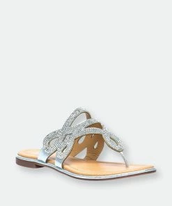 GC SHOES Amelia Silver Flat Sandals