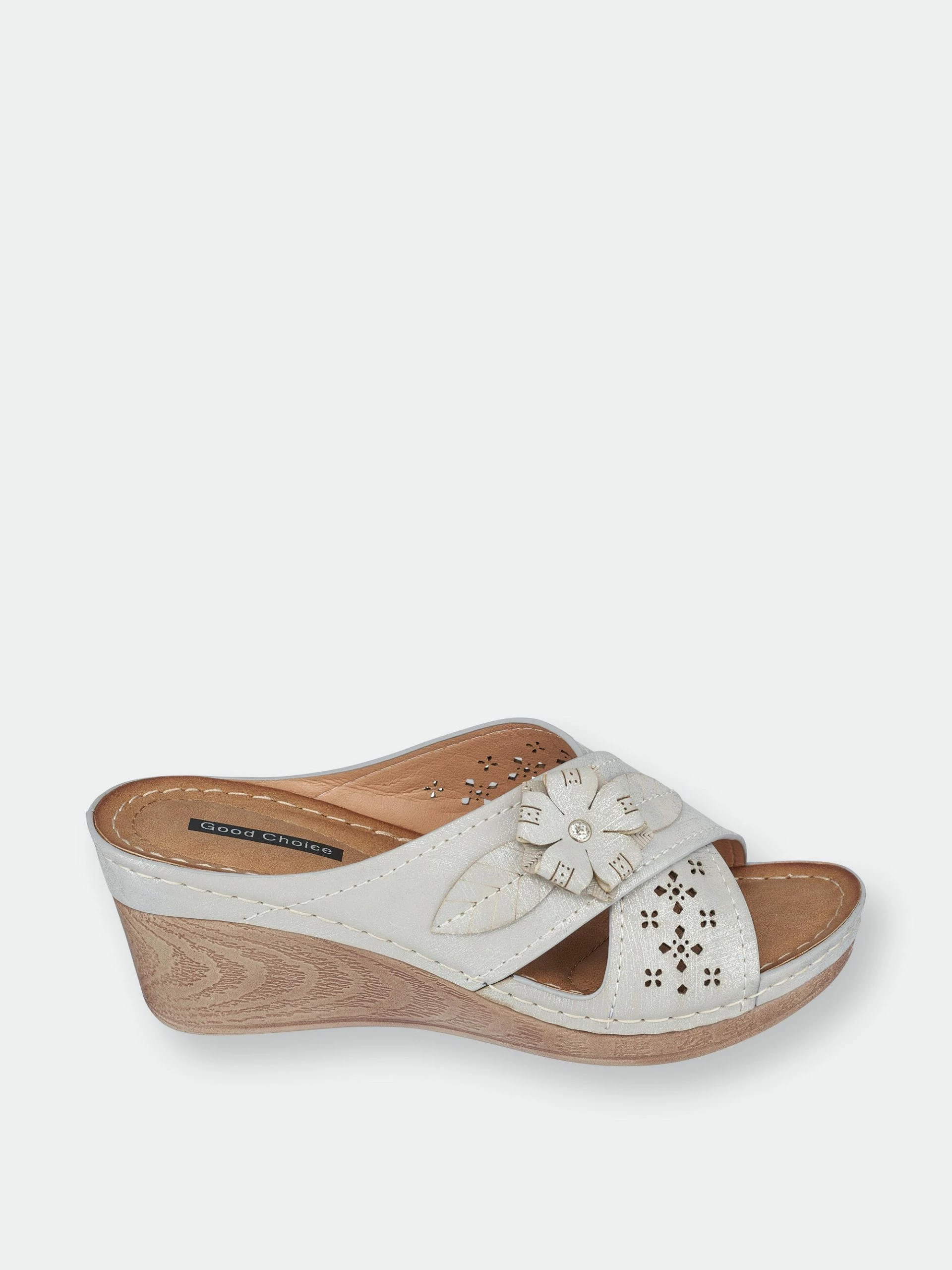 GC SHOES Dory Silver Wedge Sandals - Image 2