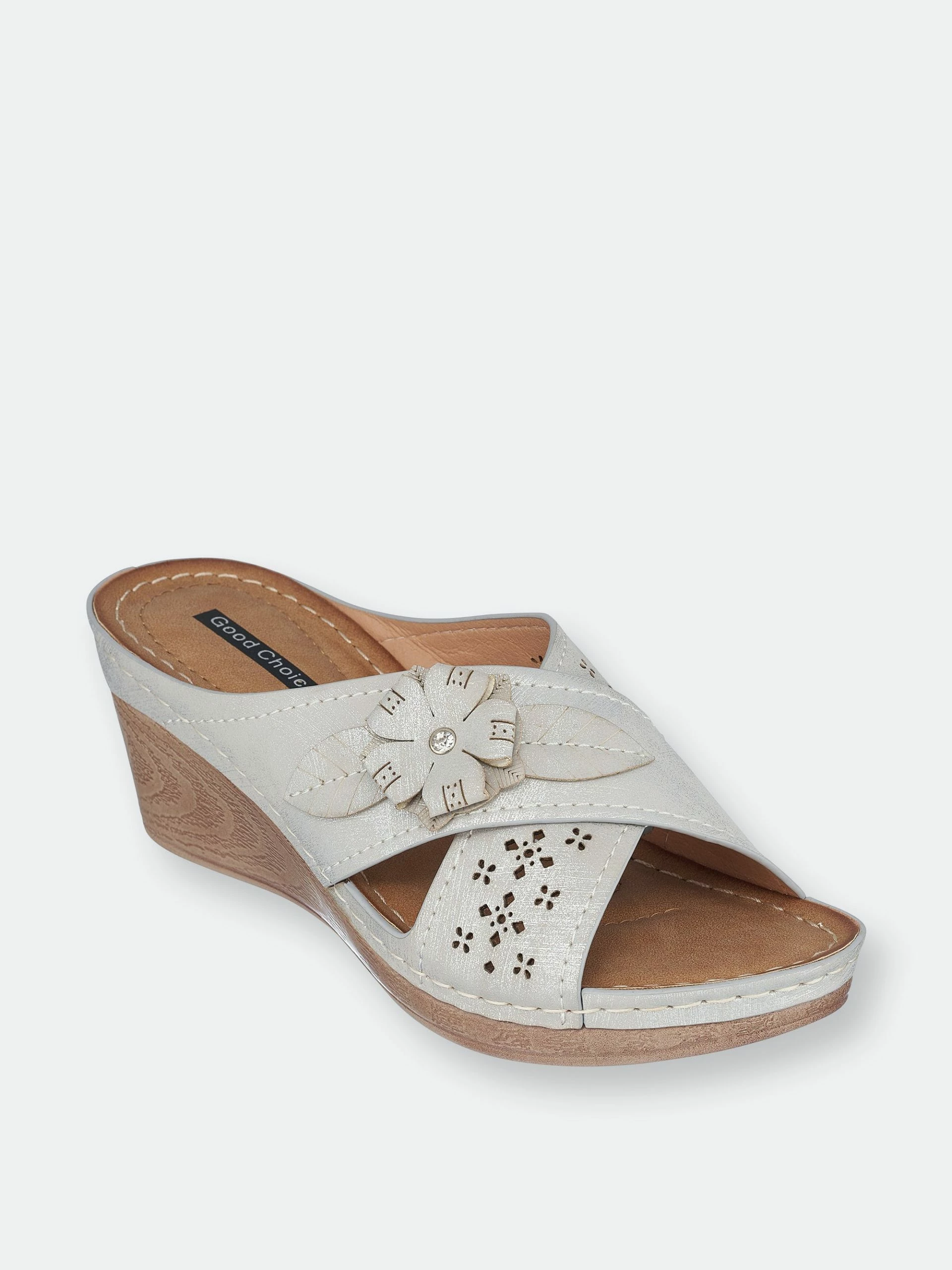 GC SHOES Dory Silver Wedge Sandals