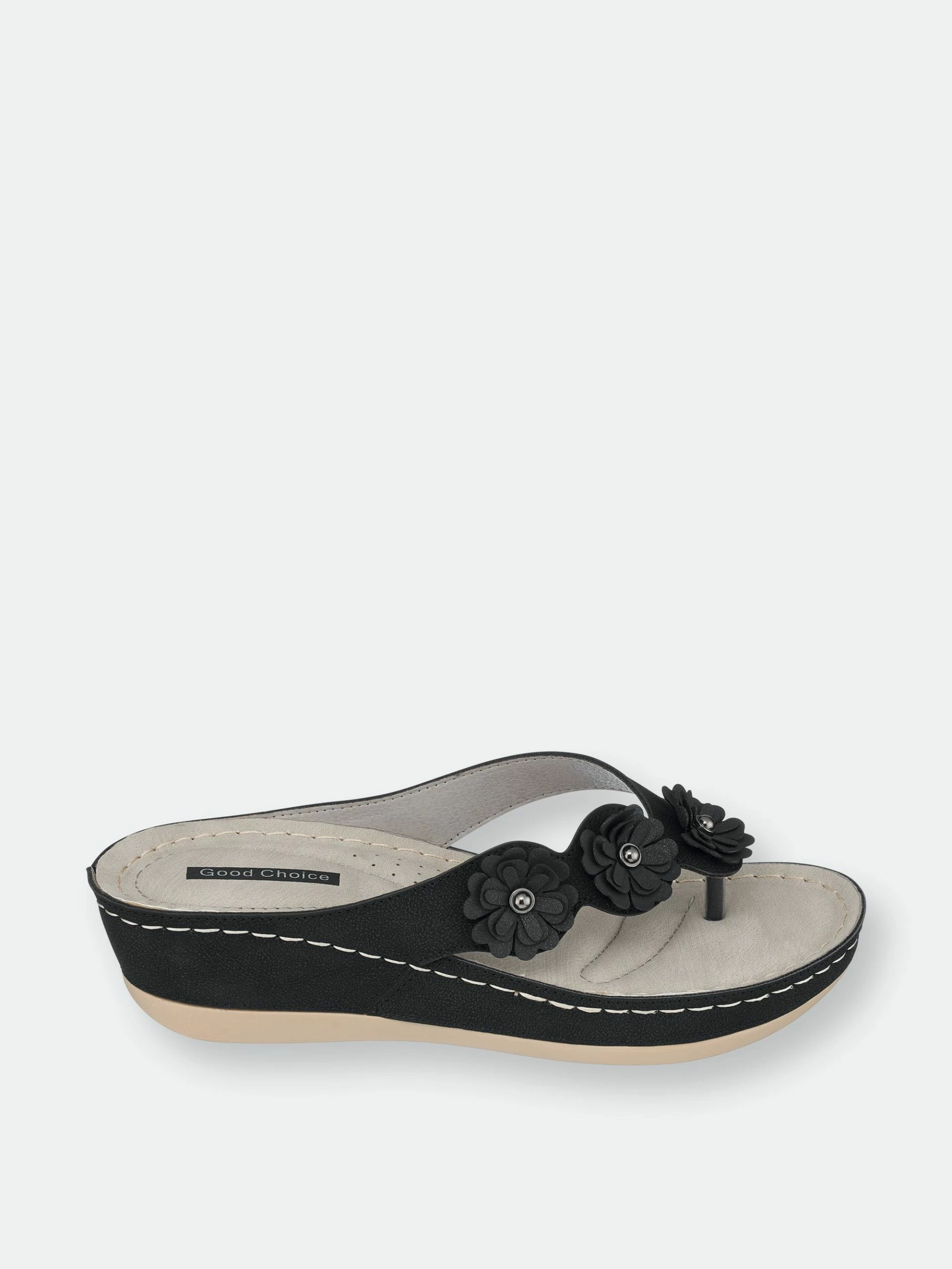GC SHOES Ammie Black Wedge Sandals - Image 2