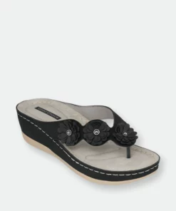 GC SHOES Ammie Black Wedge Sandals