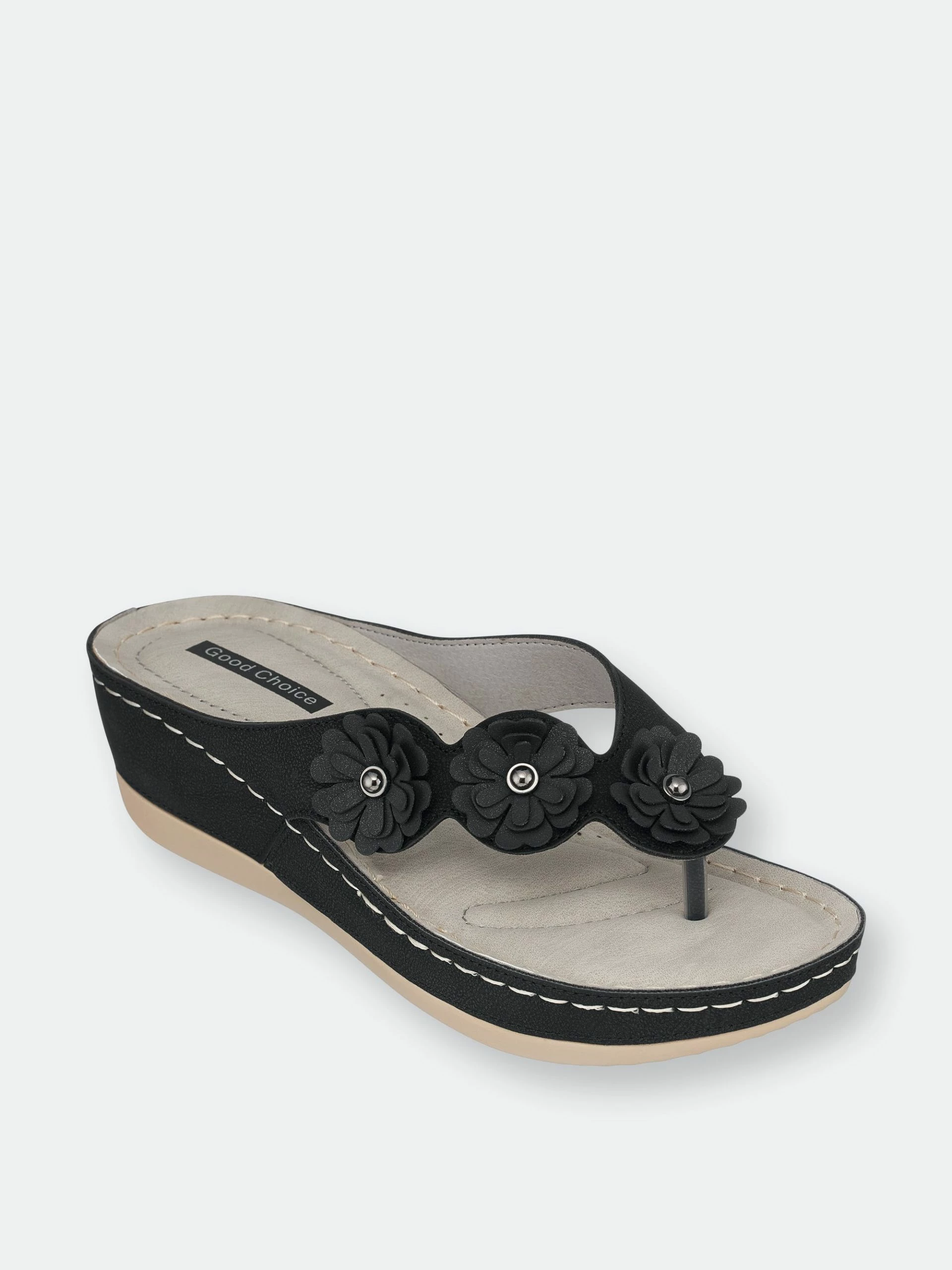 GC SHOES Ammie Black Wedge Sandals