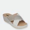 GC SHOES Isabella Silver Wedge Sandals