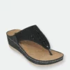 GC SHOES Kiara Black Wedge Sandals