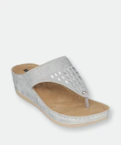 GC SHOES Kiara Silver Wedge Sandals
