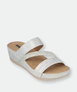 GC SHOES Tera Silver Wedge Sandals