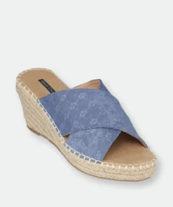 GC SHOES Darline Blue Espadrille Wedge Sandals
