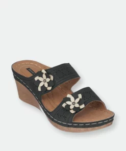 GC SHOES Ie Black Wedge Sandals