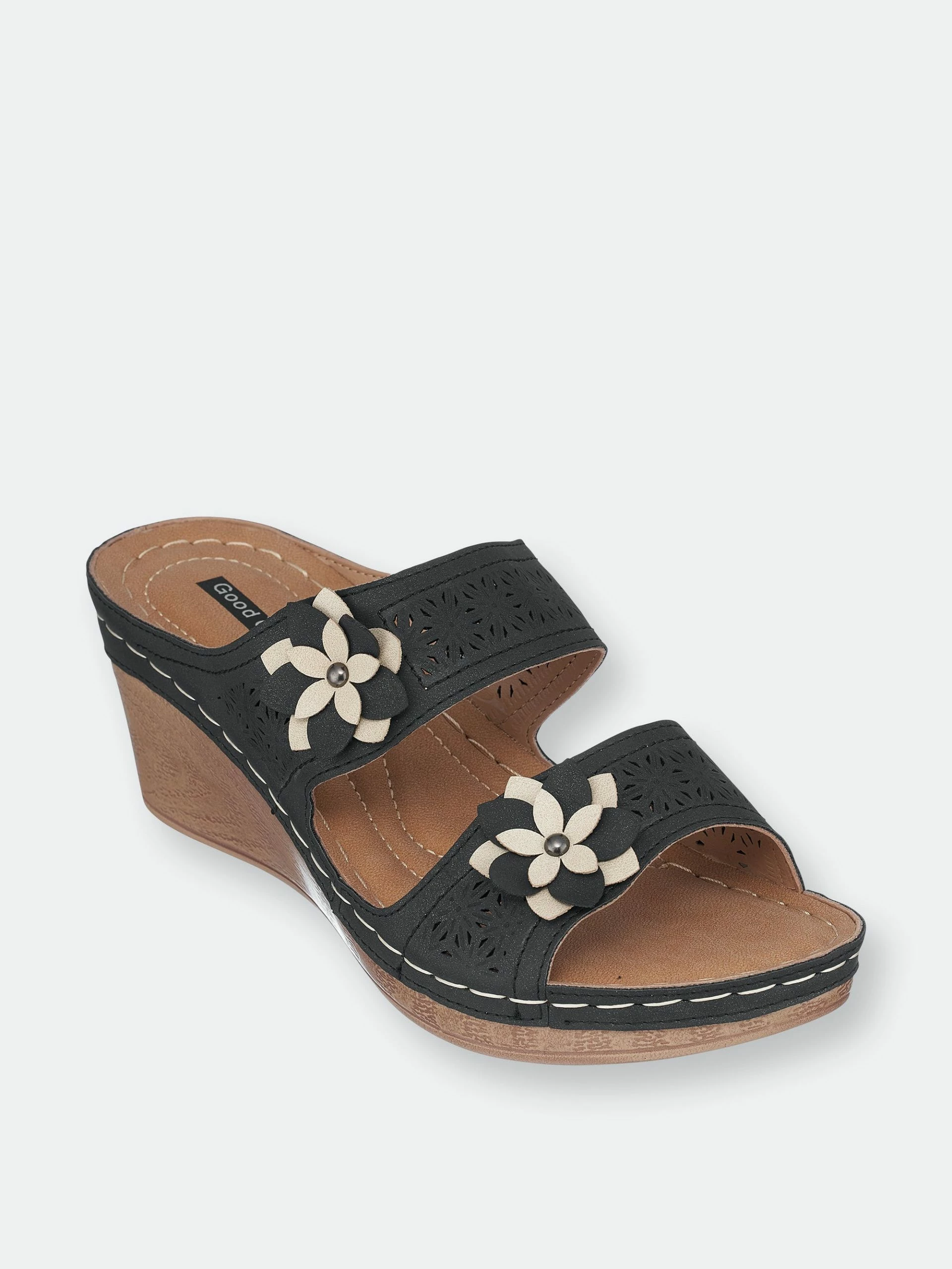 GC SHOES Ie Black Wedge Sandals