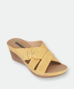 GC SHOES Dorty Yellow Wedge Sandals