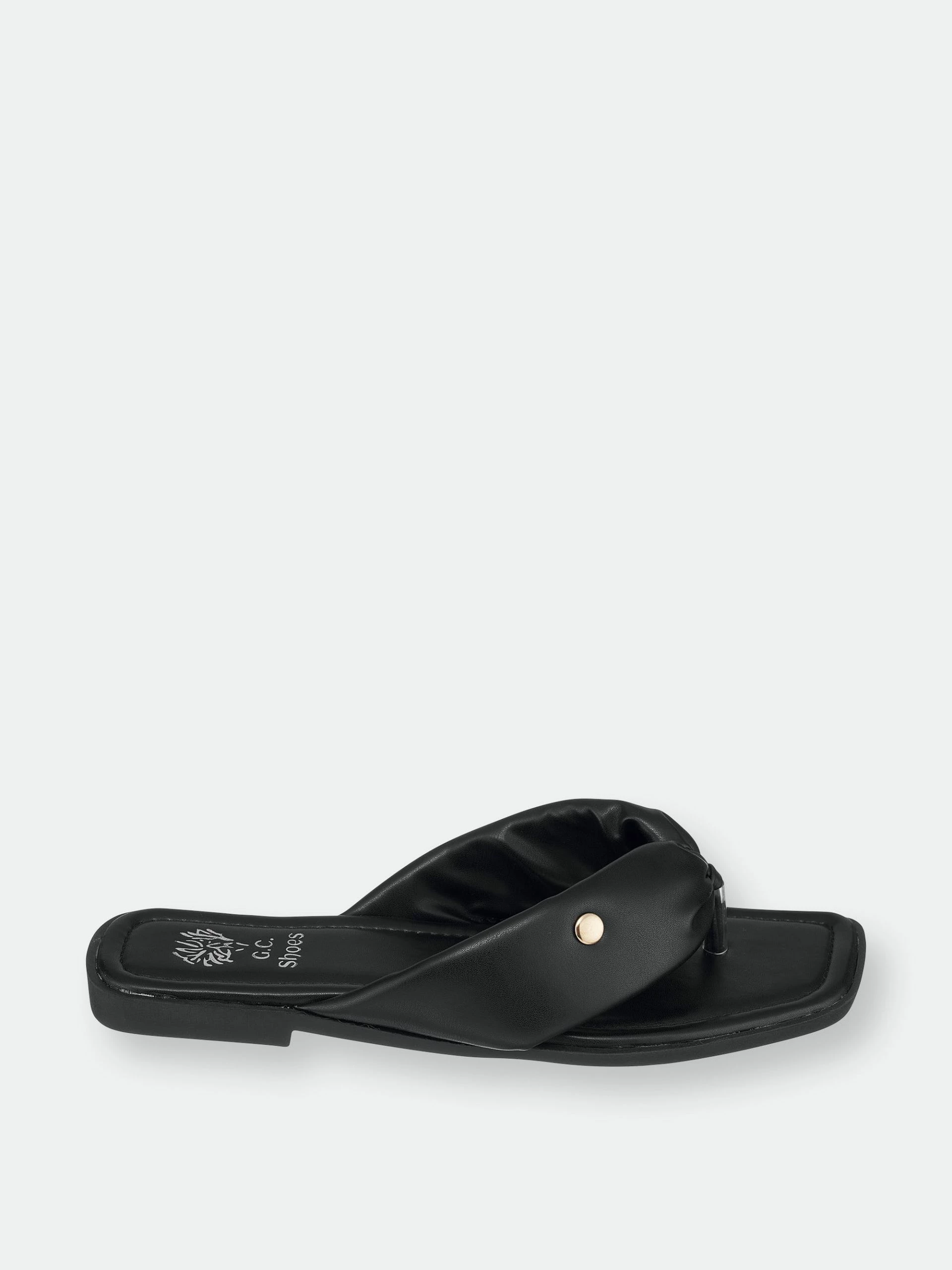 GC SHOES Reid Black Flat Sandals - Image 2