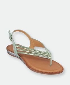 GC SHOES Mabel Green Flat Sandals