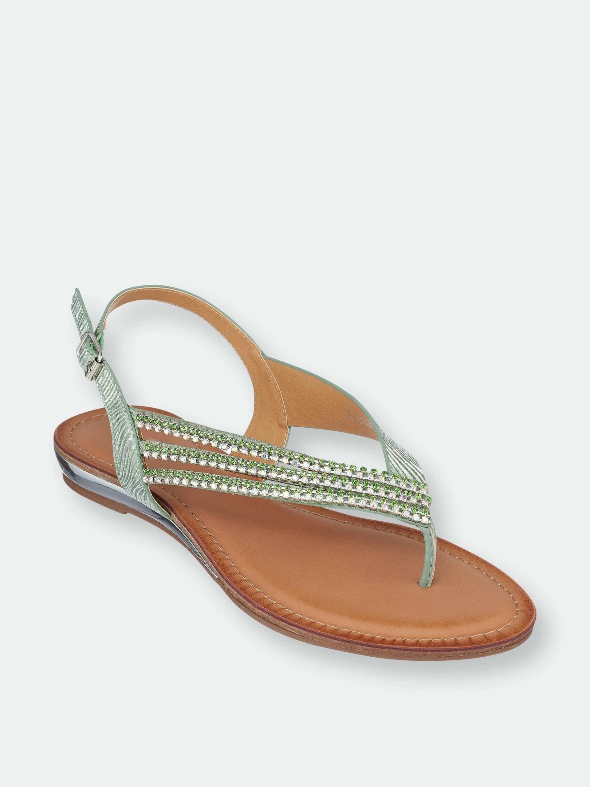 GC SHOES Mabel Green Flat Sandals