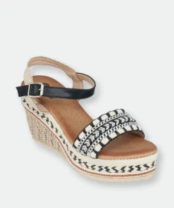 GC SHOES Heri Black Platform Wedge Sandals